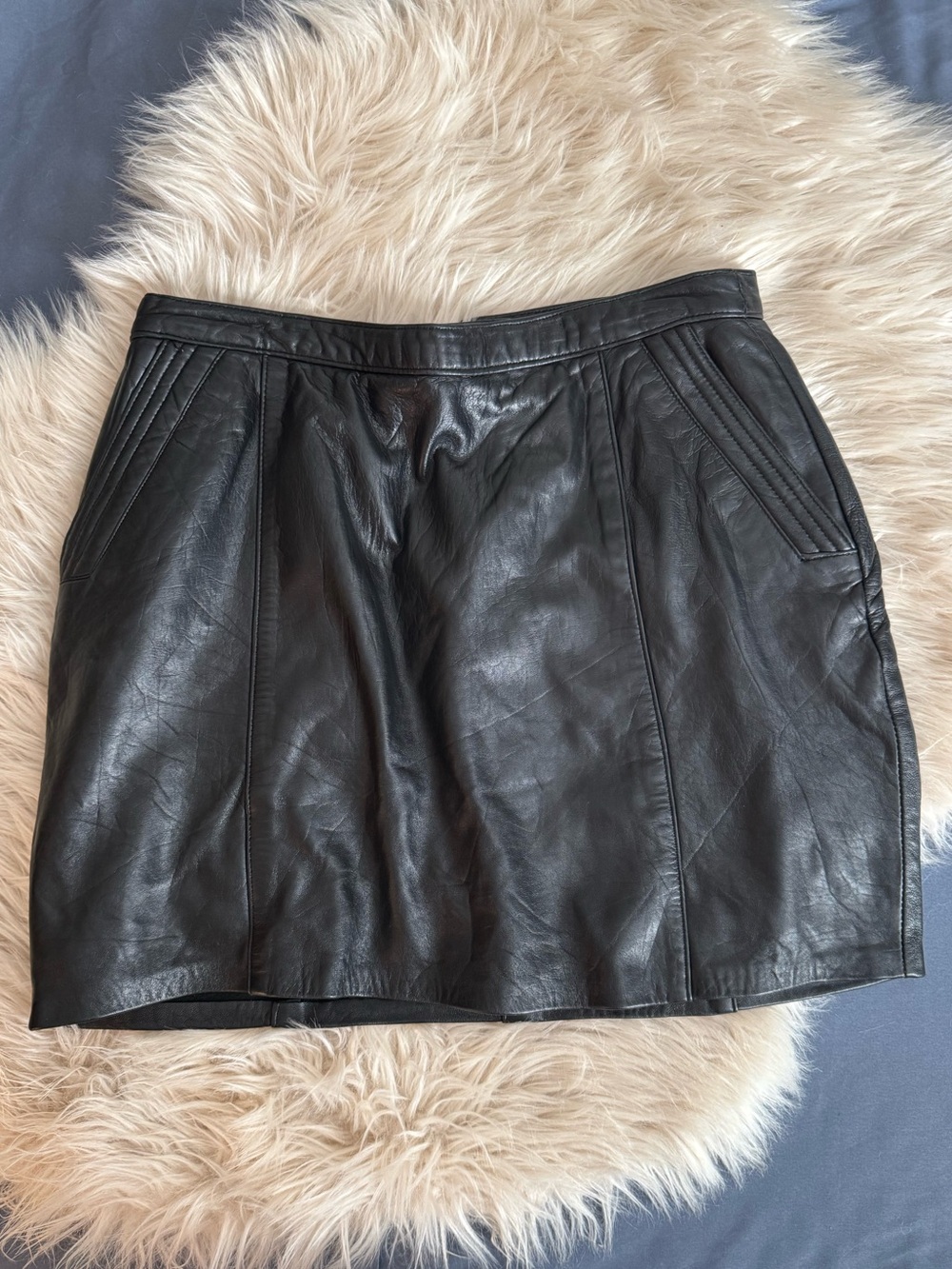 Vintage Black Leather Mini Skirt